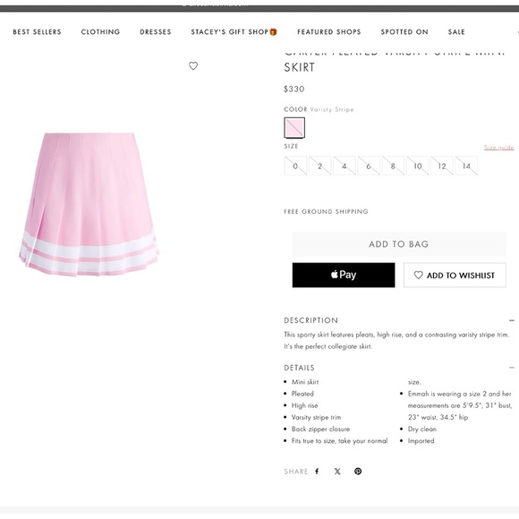 Alice + Olivia Carter Pink Pleated Varsity Striped Mini Skirt - Picture 4 of 16